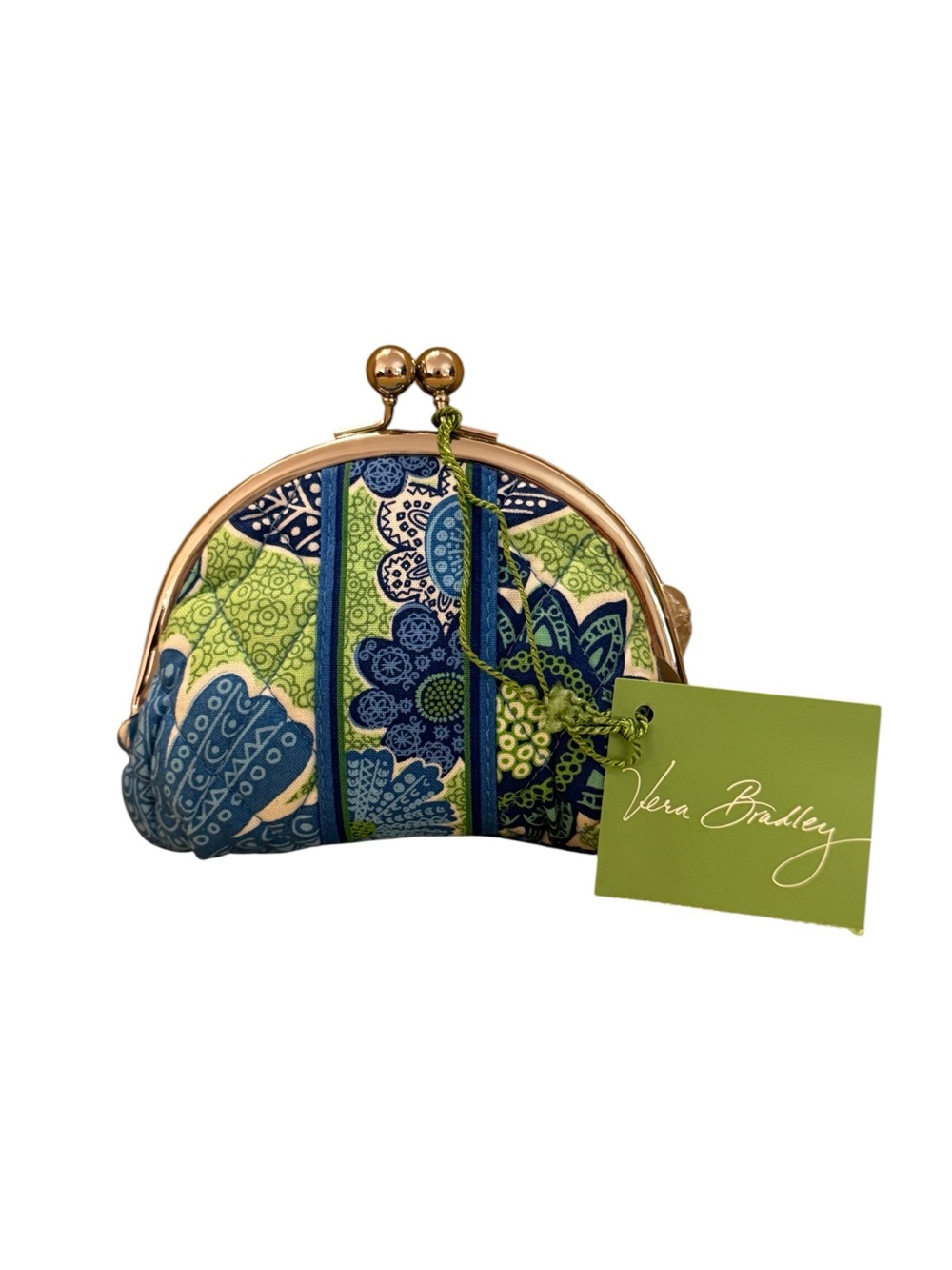 Vera Bradley Double Kisslock Coin Pouch in Doodle Daisy Pattern RETIRED NWT